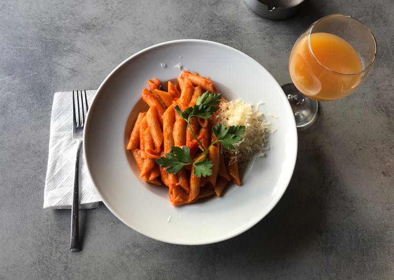Chicken Penne Arrabbiata with spicy tomato sauce